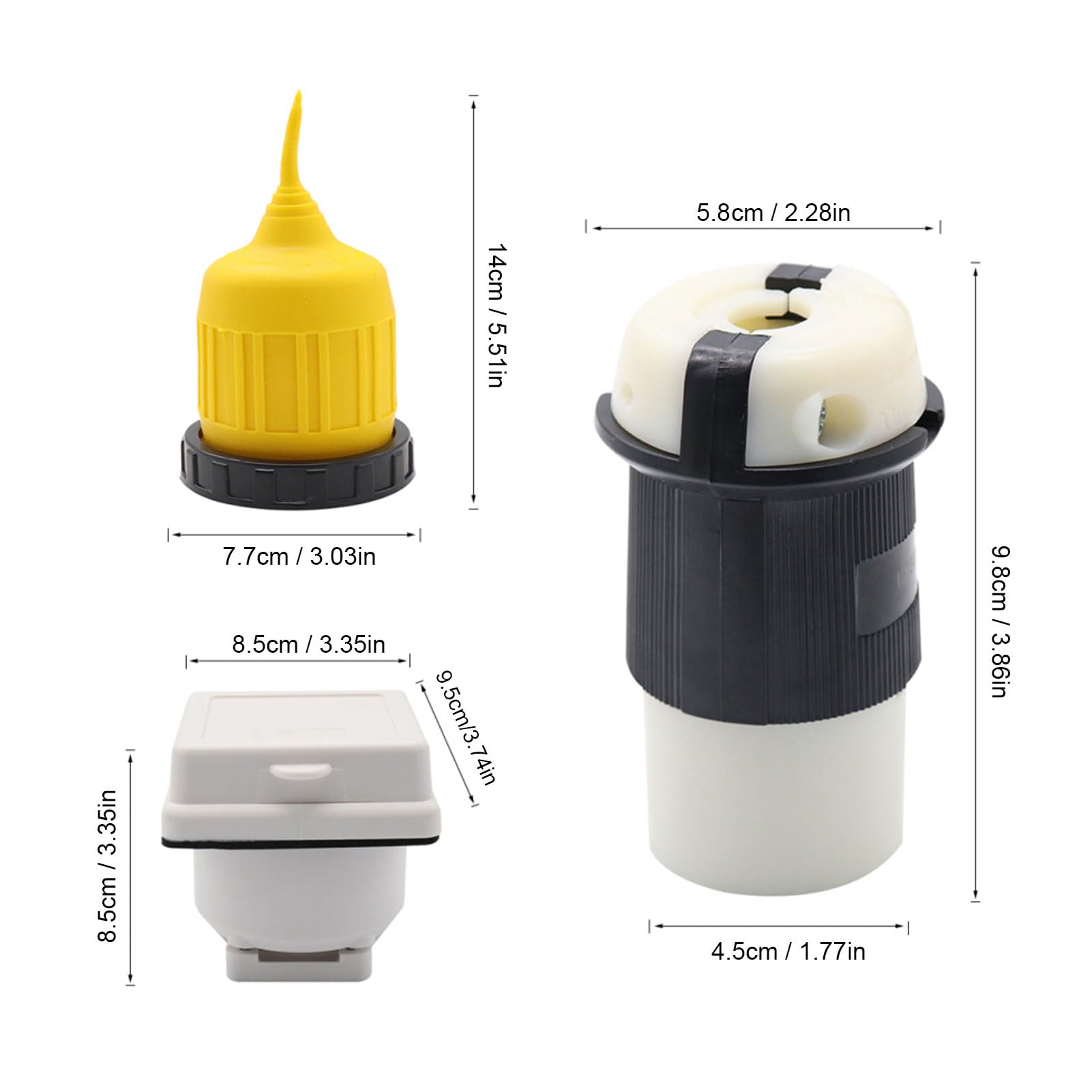 Marhynchus 30A RV Power Inlet Outlet Kit Shore NEMA L5 30P Connettore Maschio e NEMA L5 30R Connettore Femmina con Anello di Bloccaggio Copertura Protettiva per Carovane