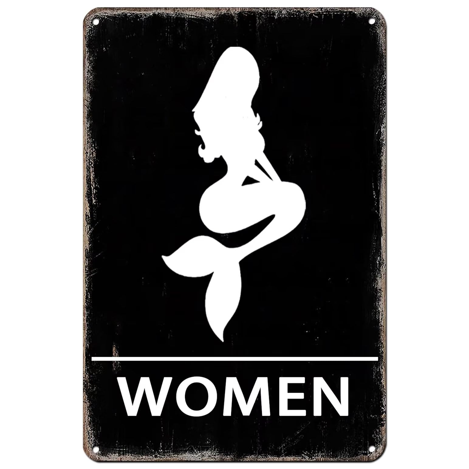 Fjqwklf Funny Mermaid Funny Restroom Sign;Mermaid & Pirate Vintage Restroom Door Sign,Nautical Decorations For Home;Nautical Beach Theme Bathroom Decor 8X12 In