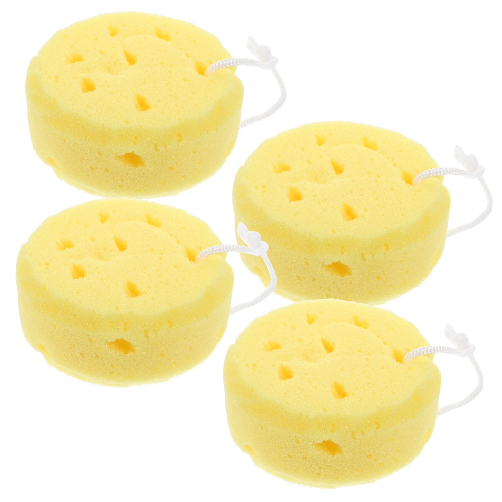WOONEKY 4 Piezas Esponja De Baño Redonda Esponjas Para Esponja De Baño Exfoliante Depurador Corporal De Esponja Vegetal Ducha Esponja Vegetal De Spa Mostrando Accesorios En Hombres Yellow