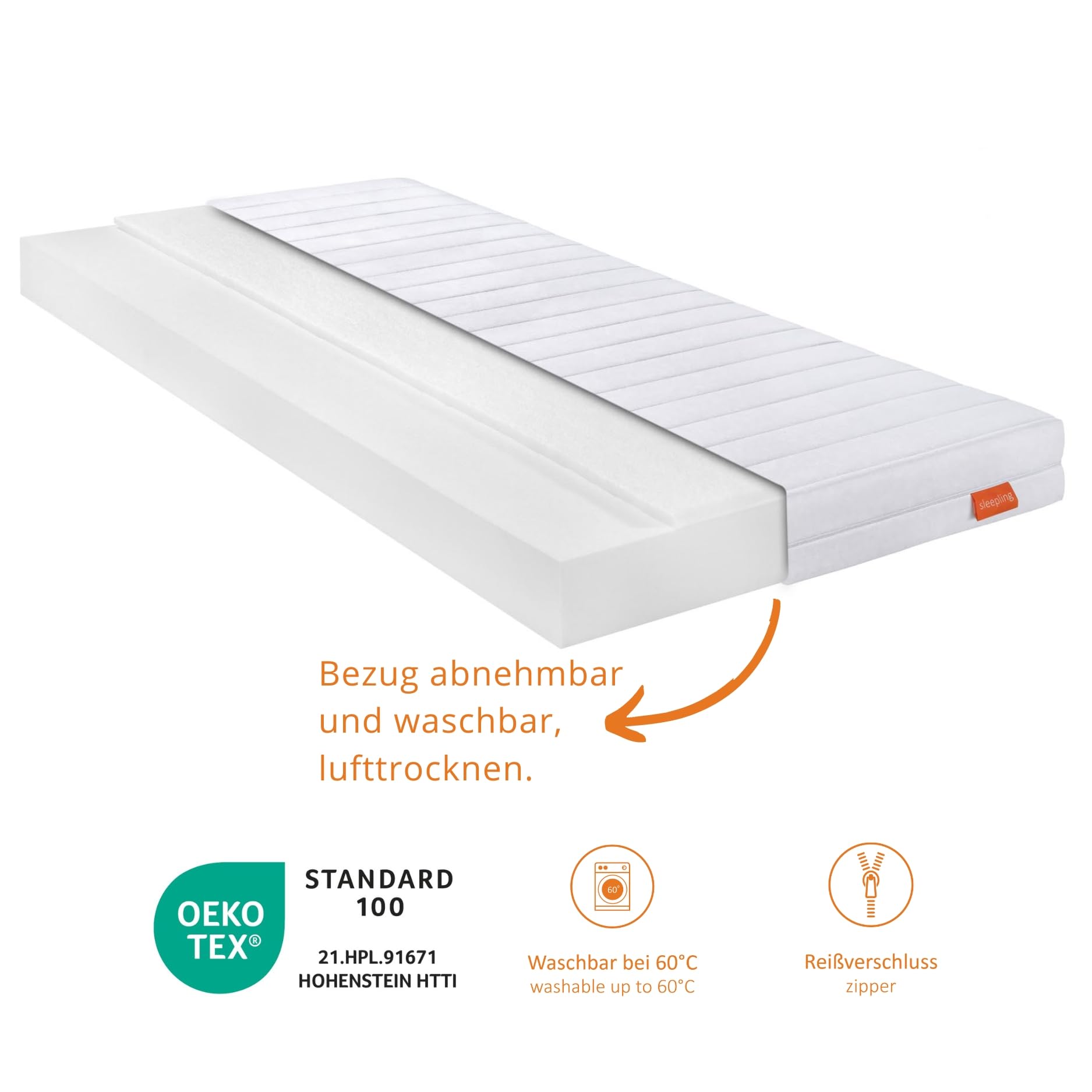 Sleepling boxmatras voor loopstal, babymatras, Made in EU, Ökotex 100, wasbaar op 60 graden, 75