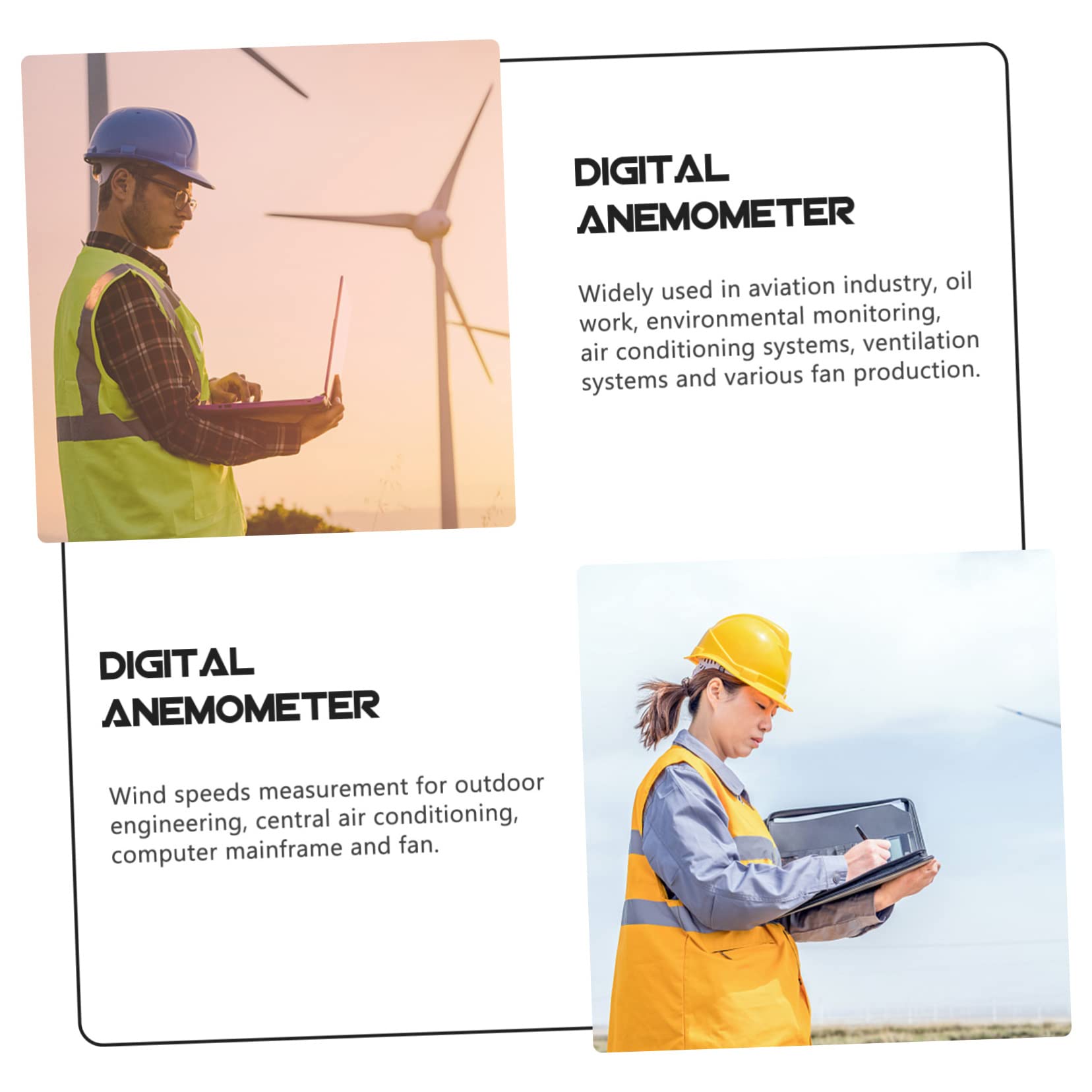 Anemómetro Digital de Mano con Higrómetro y Termómetro, Pantalla Lcd Retroiluminada, Medición de Velocidad del Aire para Climatización y Ventilación