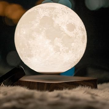 MOOCCI Magnetic Levitating Moon Lamp, 3D Printed Realistic Moon Surface with Warm White Light, Unique Valentines Day Christmas Gift for Wife Girlfriend Women Mom, Cool Home Decor
