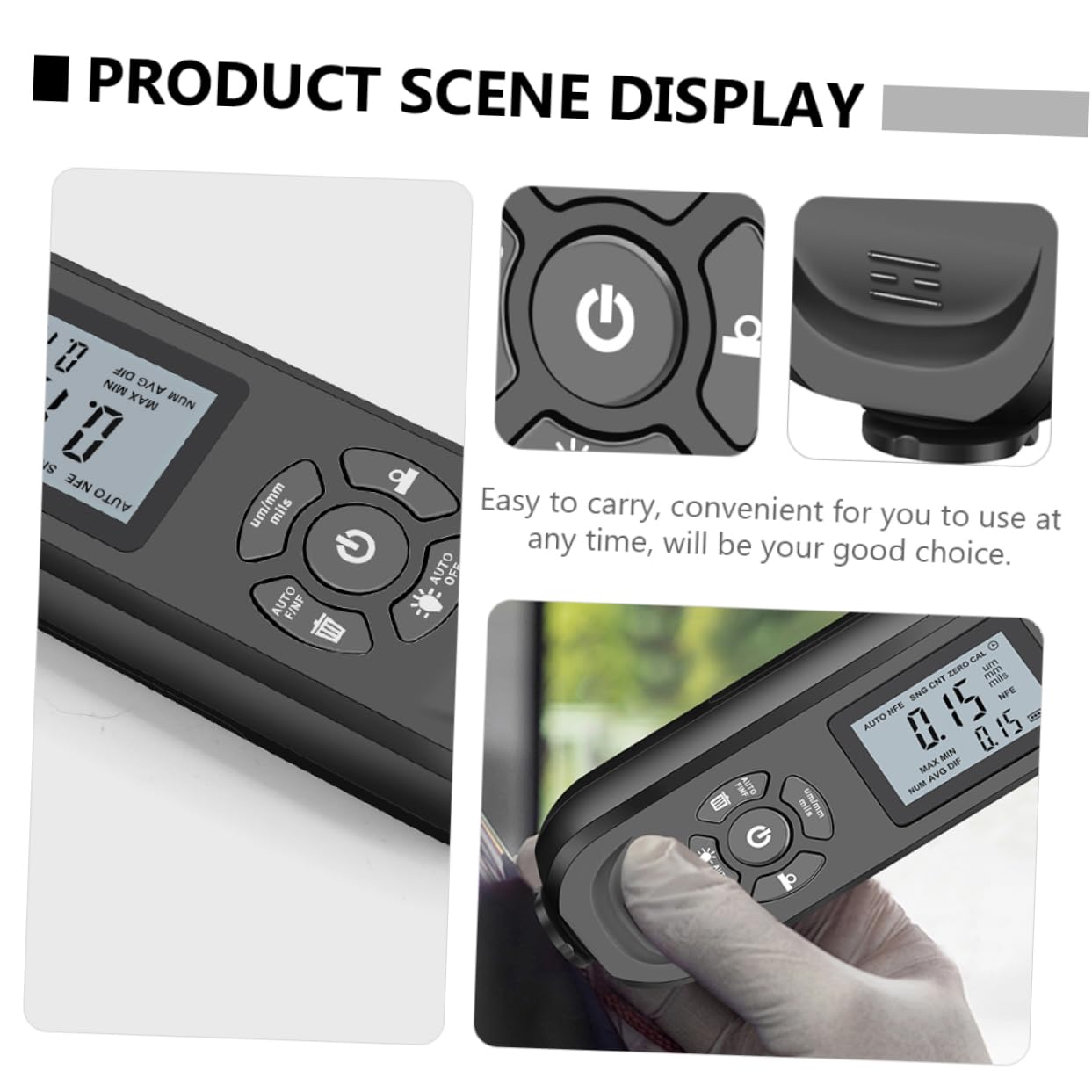 OUNONA Professional Car Coating Thickness Gauge Meter Coating Depth Measuring Tool Compact Design