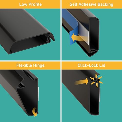 Miniatura 2 de D-Line Ocultador de cable para montaje en pared para TV, cables de TV montados, cubiertas de alambre, cubierta autoadhesiva para cables, pintable,