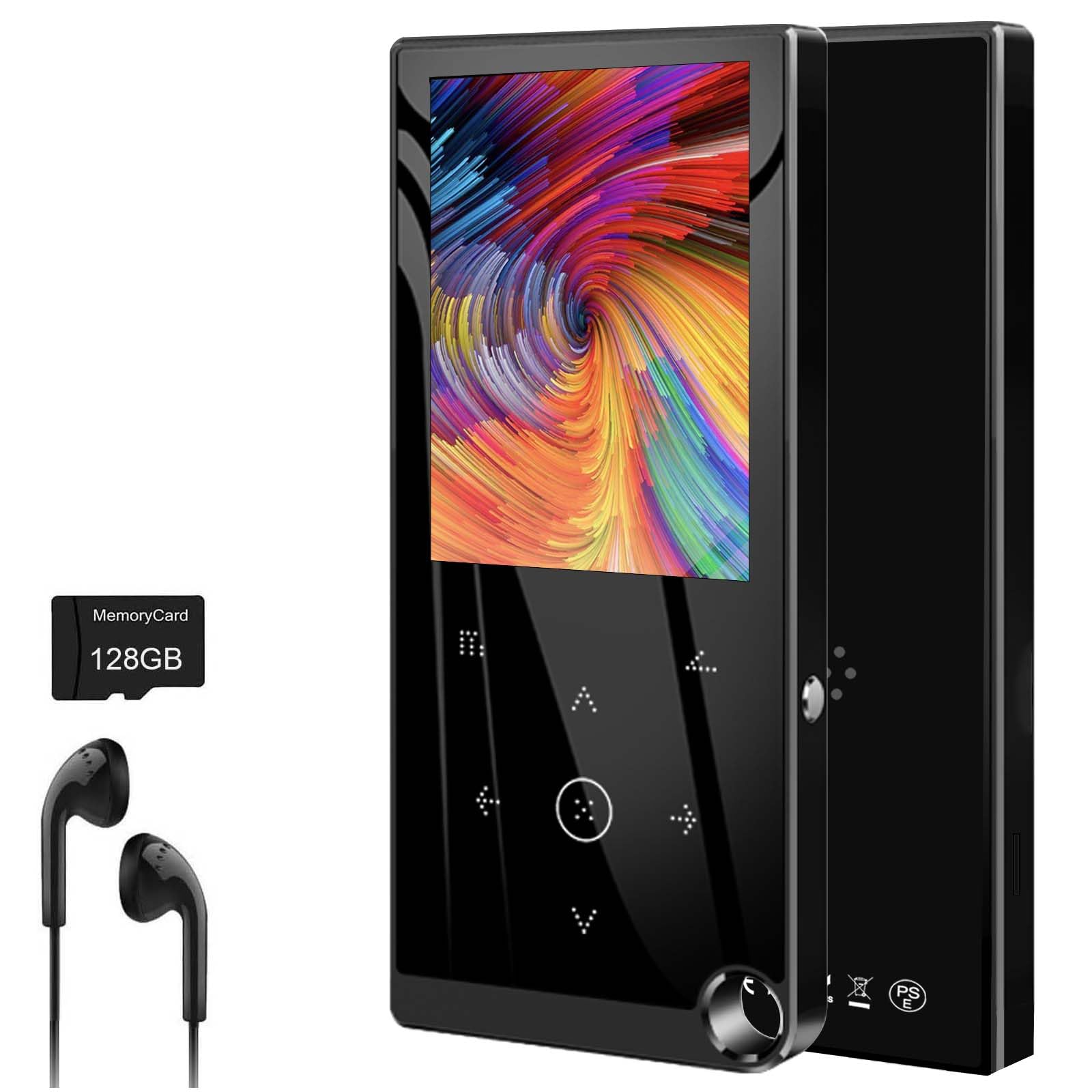 136GB MP3 Player with Bluetooth 5.2, Music Player with 2.4" Large Screen Built-in Speaker, FM Radio, Voice Recorder, HiFi Sound, E-Book Function, Earphones Included