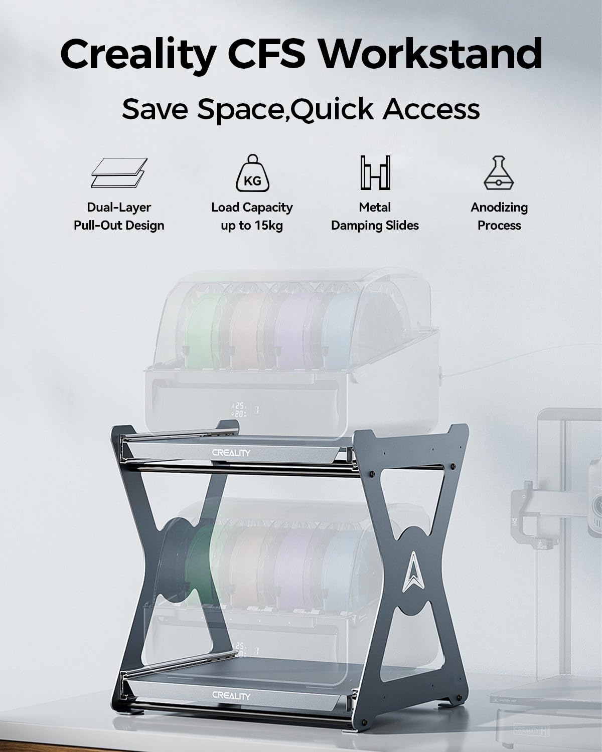 Offizieller Creality Space PI Filament Trockner Plus und CFS-Arbeitsgestell