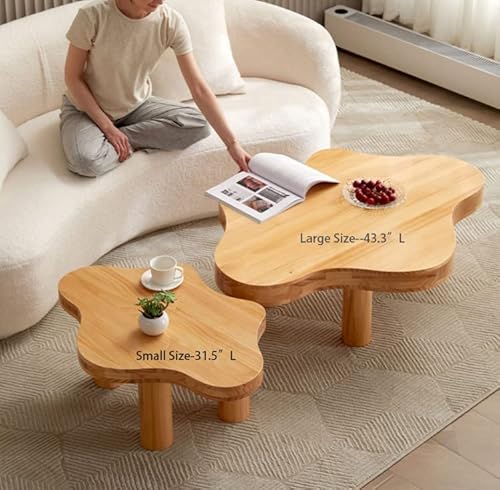 Miino Walnut Modern Coffee Table With Triple Base, 31.5" L X 22" W X 16" H Mid-Century Modern Short Cocktail Table Center Table For Living Room, Patio #TOP4