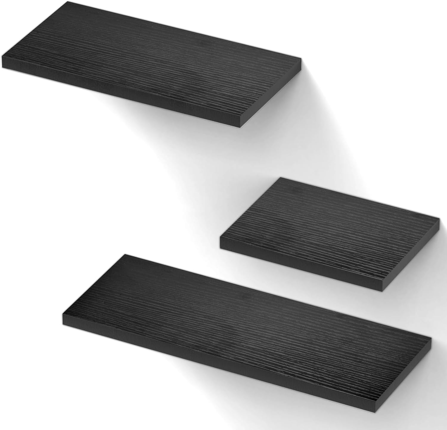 Floating Shelves, Set of 3 Different Lengths Wall Mounted Rustic Wood