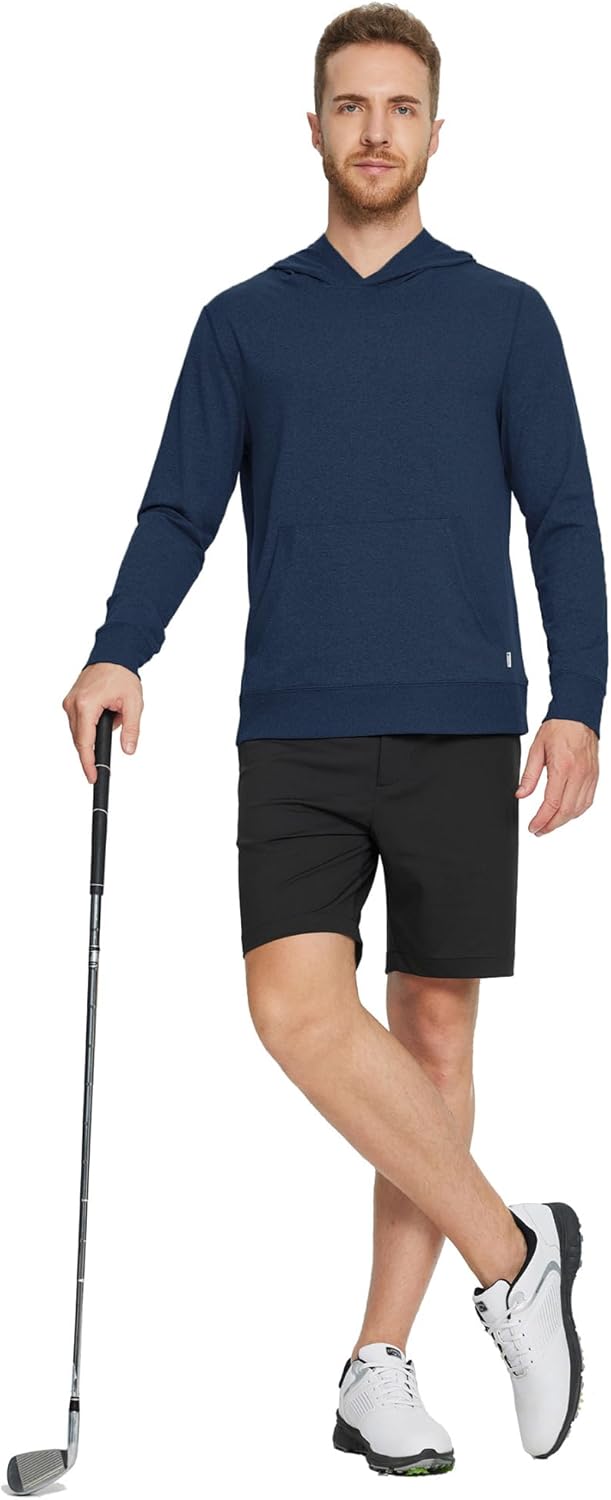 M MAELREG Mens Hoodies Pullover Performance Heather Kangaroo Pocket Thin Hooded Sweatshirt Athletic Golf Hoodies for Men - Image 4