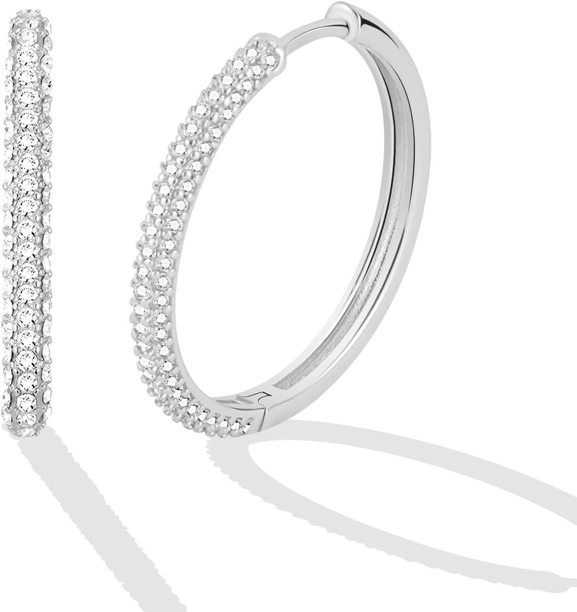 Gold Hoop Earrings for Women,Hypoallergenic Lightweight Cubic Zirconia Hoop Earrings 26mm Sparkly Sterling Silver Gold Earring for Women