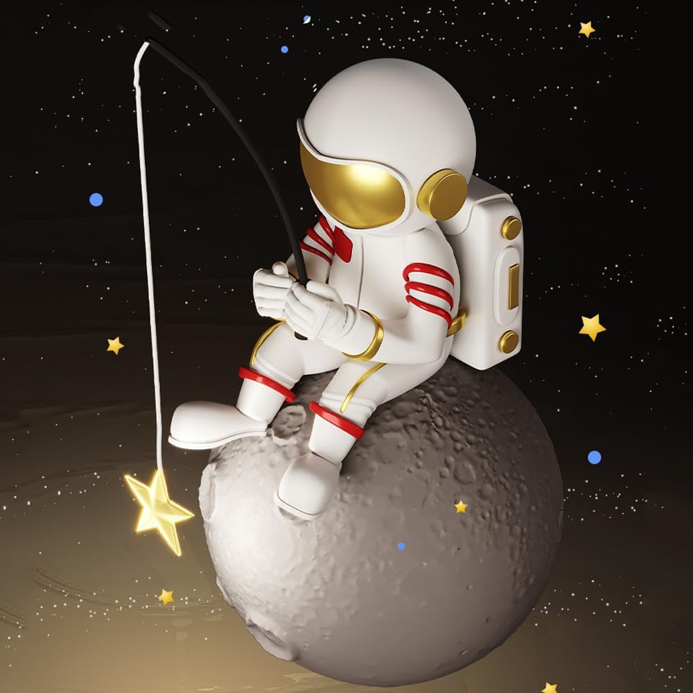 Plafoniera LED Astronauta per Camera dei Bambini con Proiettore Stelle Dimmerabile Rotondo Lampadario Moderno Lampada a Sospensione Plafoniera per Camera da Letto per Ragazzi per Ragazze Camer