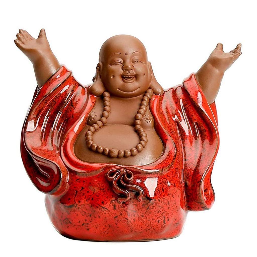 SVASTYOrnements en Céramique Rire Bouddha Statue Artisanat Chinois Sculpture Figurines Maison Jardin Décoration Statues Chanceux Cadeau