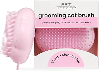 Tangle Teezer Pet Teezer Cat Brush - Gentle De-Shedding Tool for Short to Medium Fur, Soothing Grooming, Millennial Pink