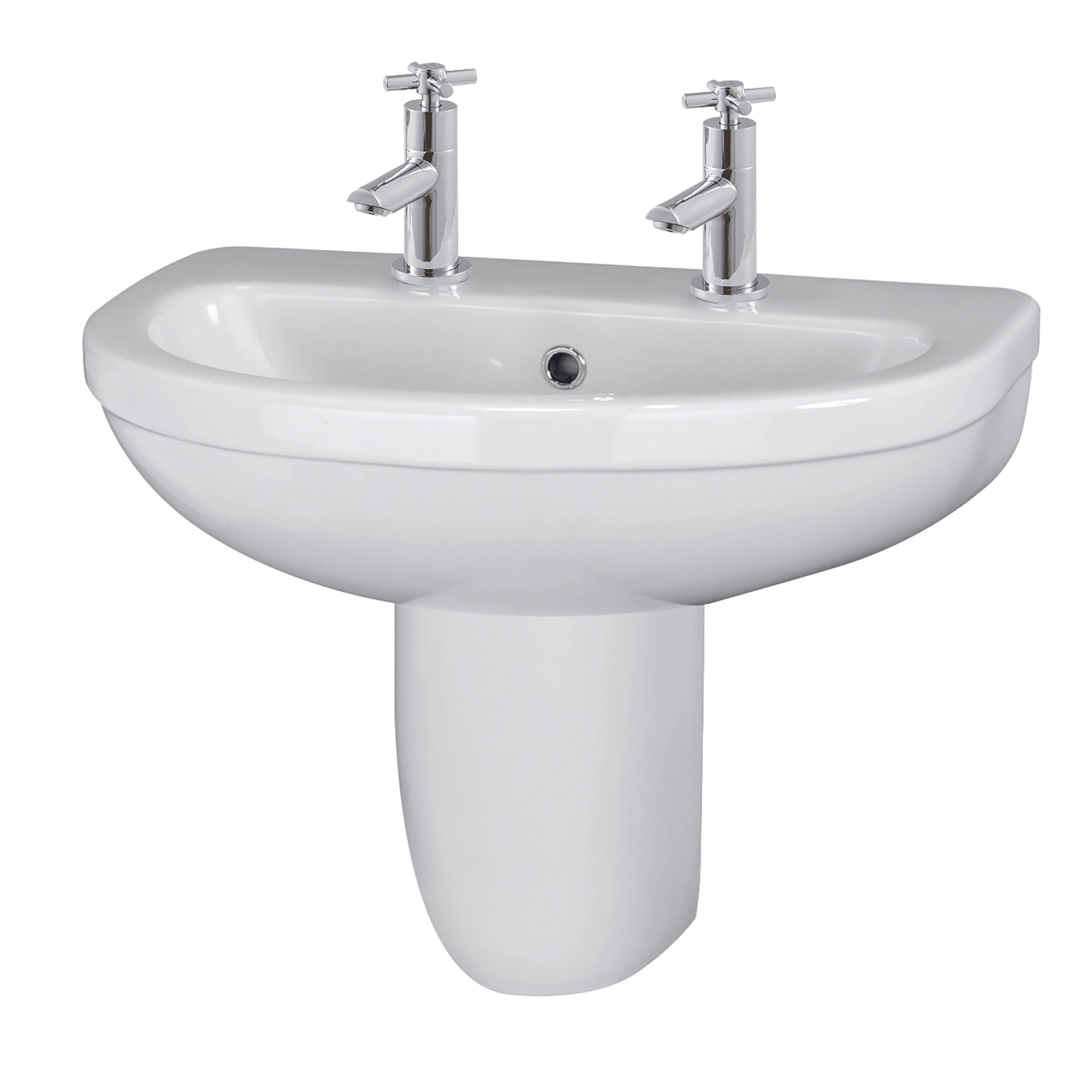 Round 2 Tap Hole Basin & Semi Pedestal - 550mm