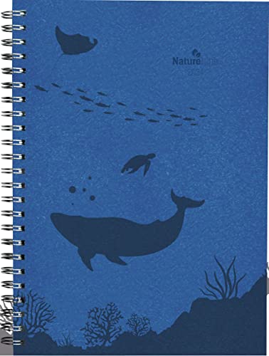 Weekly Planner Nature Line Ocean 2024 - Pocket Calendar A5 - 1 Week 2 Pages - Ring Binding - 128 Pages - Environmental Calendar - with Hardcover - Alpha Edition