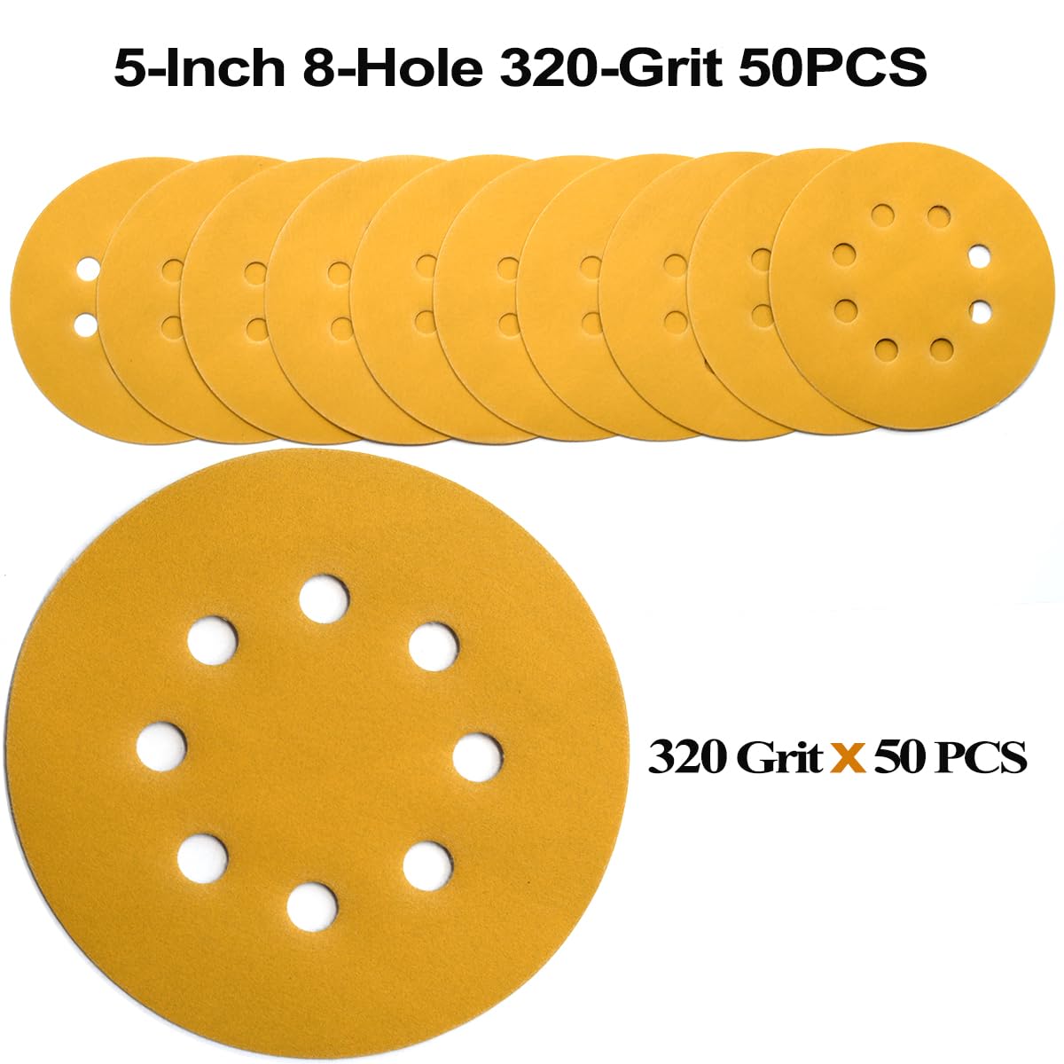 Aiyard 5-Inch Sanding Discs - 320 Grit (50 Pack) -3 Aiyard 5-Inch Sanding Discs - 320 Grit (50 Pack) -3
