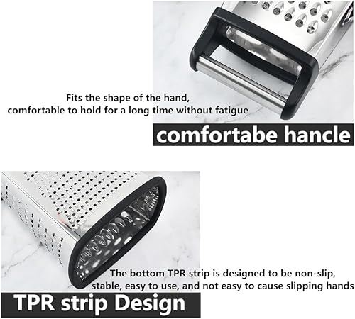 Miniatura 5 de Rallador de acero inoxidable de 4 lados con asa, cortador multifuncional para cepillar jengibre, ajo, pepinos, zanahorias, queso, papa, diseño