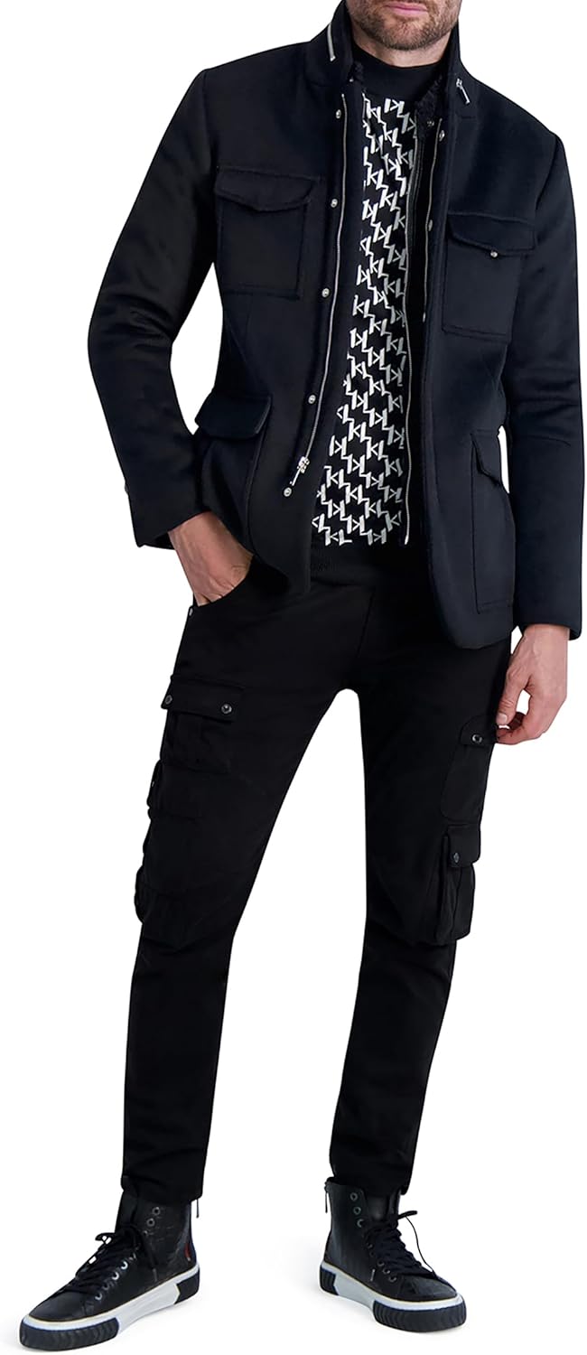 Karl Lagerfeld Paris Men's Faux Shearling Bib Coat