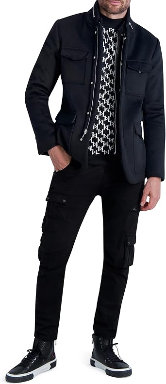 Karl Lagerfeld Paris Men's Faux Shearling Bib Coat