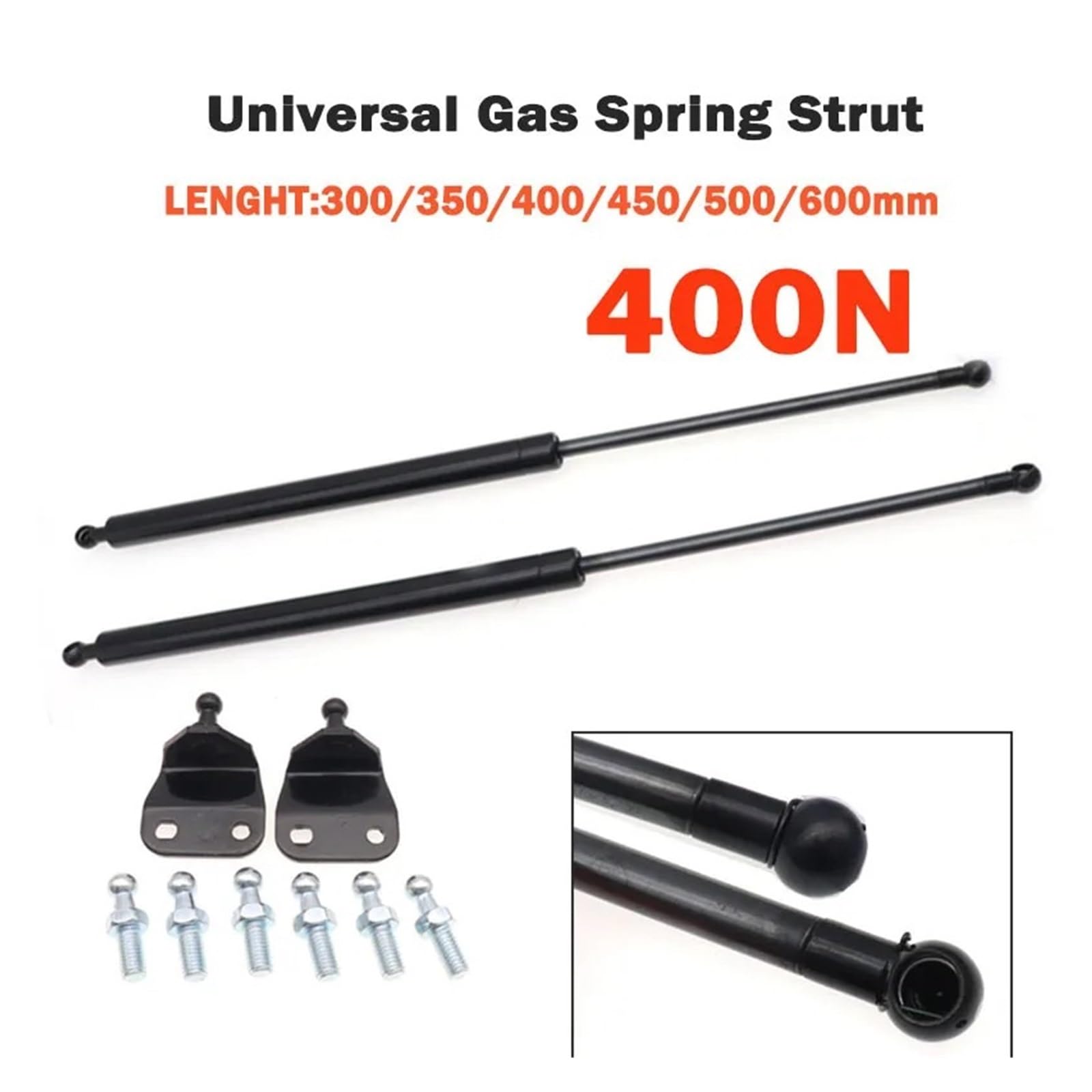 Gasdruckfeder 2 Stücke 300-600mm 400N Auto Streben Vorne Motorhaube Haube Hinten Stamm Heckklappe Boot Schock Hubstrebe Unterstützung Bar Gas Frühling Bus RV Gasfeder(500mm)