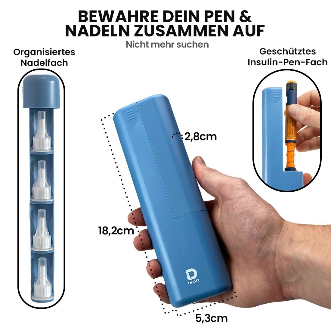 DIAVY Piccolo diabete viaggio insulina borsa da viaggio – robusta custodia per insulina da viaggio – borsa per aereo organizzata per siringhe Ozempic e Victoza (arancione)