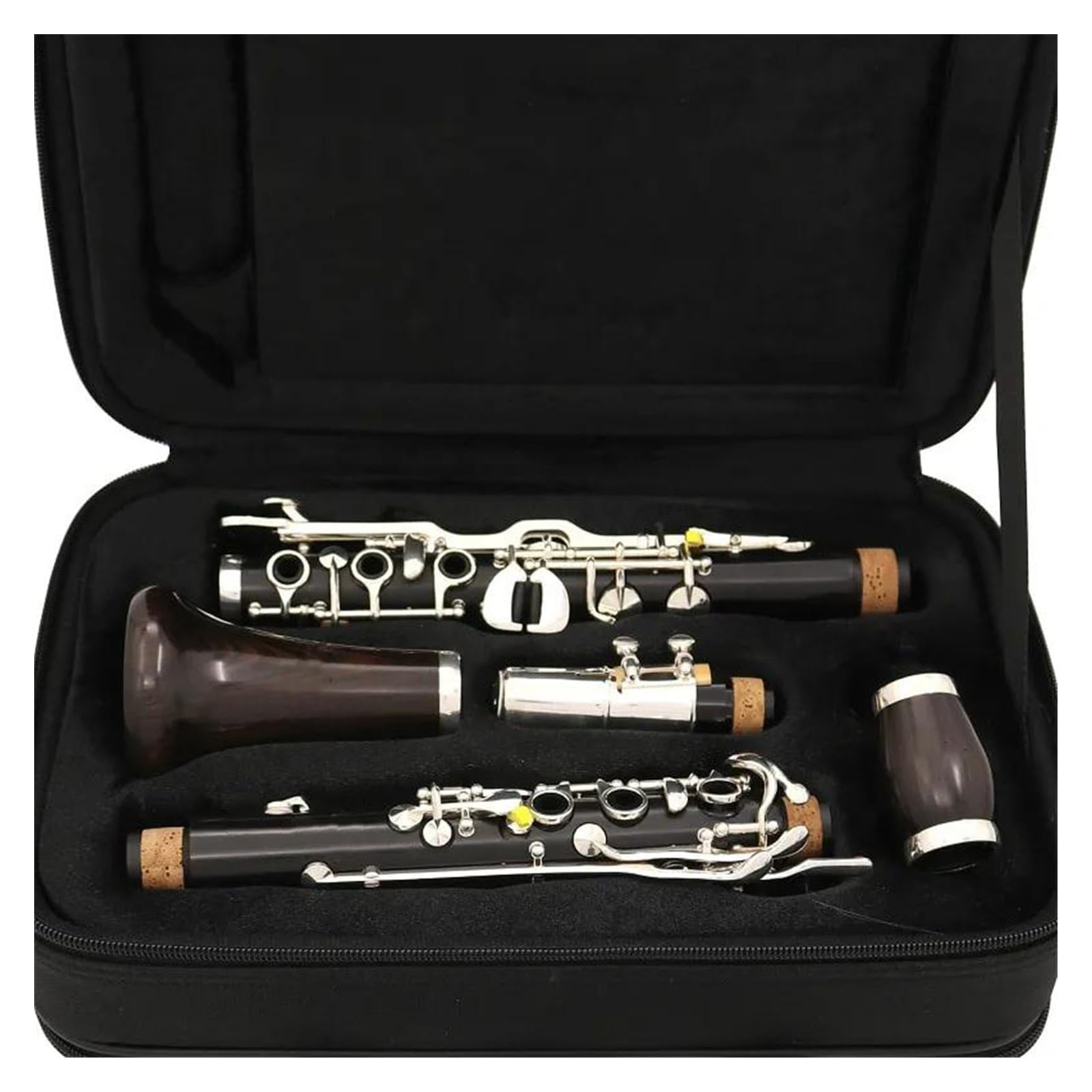 Corpo In Legno Di Ebano Tono Sib 20 Tasti Chiavi Placcate In Argento Clarinetto Con Custodia E Accessori