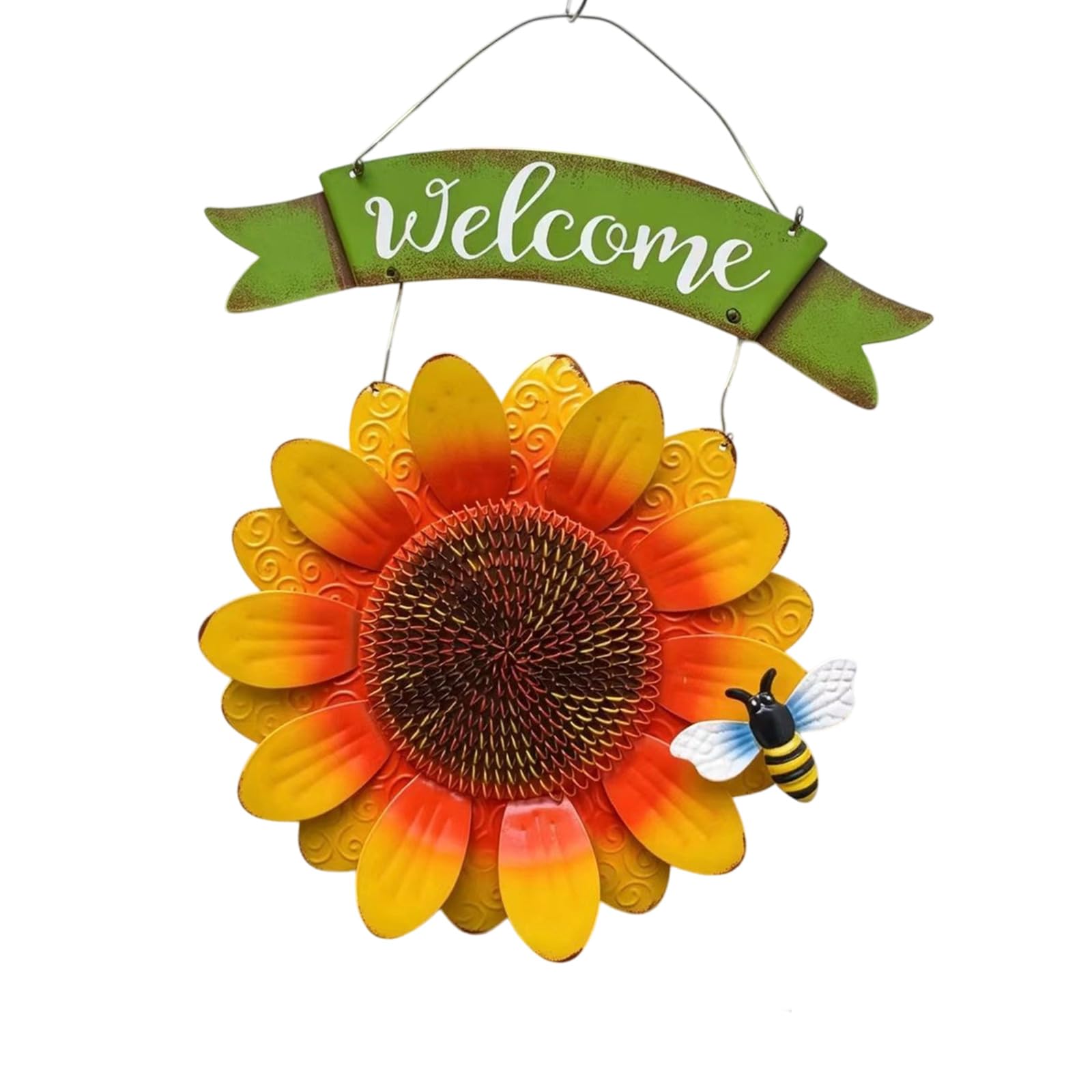 APGLSXY Sunflower Welcome Sign Metal Hanging Welcome Plaques for Front Door Decorative Doors Hanger Rustics Fall Fronts Door Wreath for Garden Porch Patio Backyard Hanger