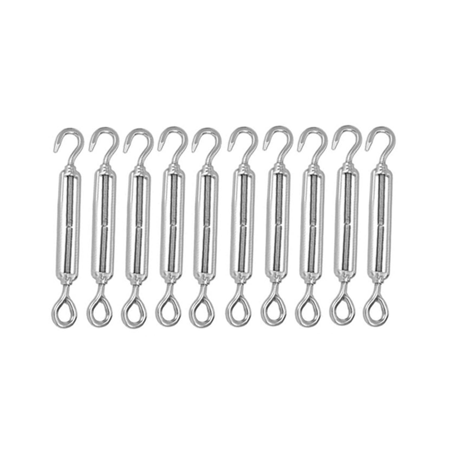 Tensor de Tensor Ajustable de Gancho y Ojo, Tensor de Cable de Acero Inoxidable con Gancho y Ojo, M4, M5, M6 y M8, 10 Unidades(M8)