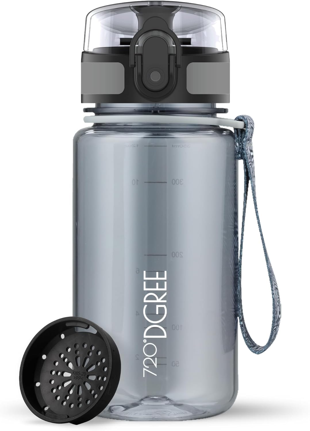 720°DGREE uberBottle Water Bottle + Fruit Strainer 350 ml, 500 ml, 650 ml, 1 L, 1.5 L, 2 L, BPA-Free, Waterproof, Leak-Proof, Reusable, Lightweight, Ideal for School, Sports, Fitness, Gym