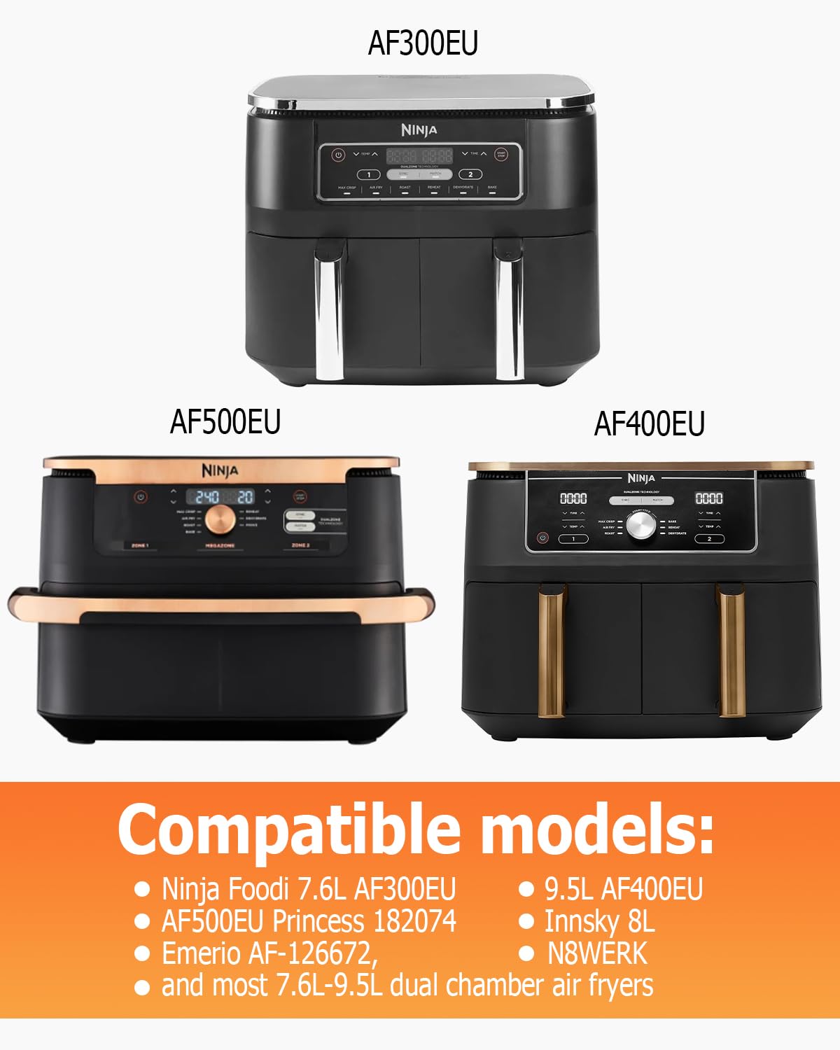 Zestaw 14 akcesoriów do frytkownicy na gorące powietrze Ninja Foodi AF300EU, AF400EU, AF500EU, COSORI, Tower 7,6 l/ 8 l/ 9 l/ 9,5 l, Dual Zone
