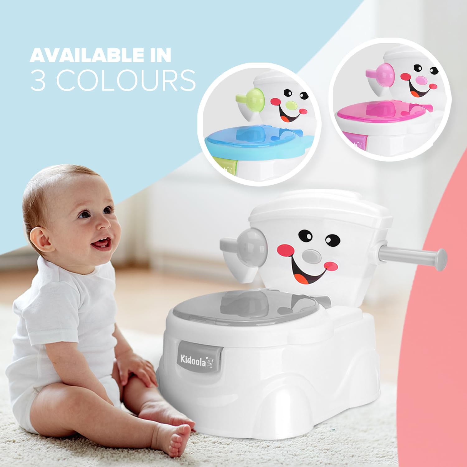 KIDOOLA Vasino per WC con paraspruzzi, modo divertente per migliorare lo sviluppo del tuo bambino, portatile, facile da trasportare come vasino da viaggio per bambini da 6 mesi a 5 anni (grigio)