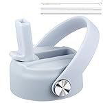 Straw Lid for Hydroflask, Lids with Straw Compatible with Hydro Flask Wide Mouth 32 40 oz Water Bottle, Straw cap for Hydroflask Lid Replacement, Flip Top with Flex Handle, Fog