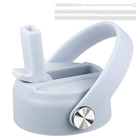 Straw Lid for Hydroflask, Lids with Straw Compatible with Hydro Flask Wide Mouth 32 40 oz Water Bottle, Straw cap for Hydroflask Lid Replacement, Flip Top with Flex Handle, Fog