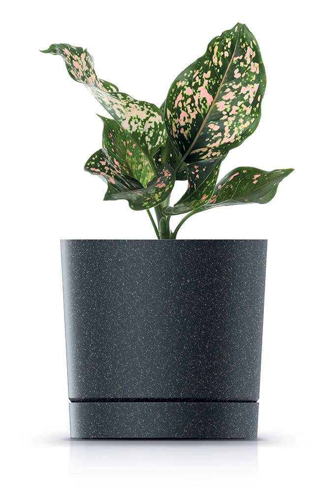 Tymar Pot de Fleur avec Soucoupe, Lot de 2 Pots de Plantes décoratifs en Plastique, Forme Ronde Moderne pour l'intérieur (ø 40 cm, (2pack) LI Vert)