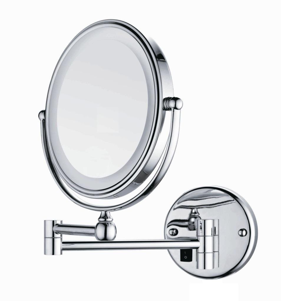 Promo 40% OFF Wall Mount MakeUp Vanity Mirror with LED Light, Polished Chrome Finish and 8 Inch Double Sided Swivel Silver 7XMagnification
