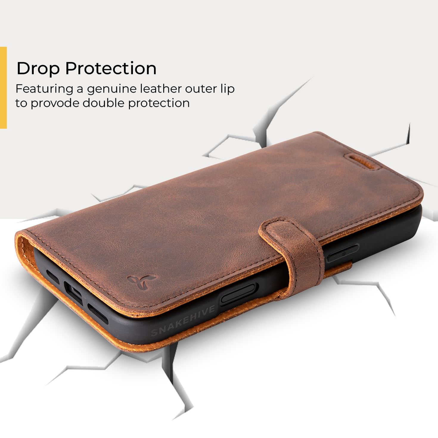 Snakehive Leather Wallet for iPhone 16 Pro Max, Real Leather Wallet Phone Case with Viewing Stand and Card Holder - Image 3