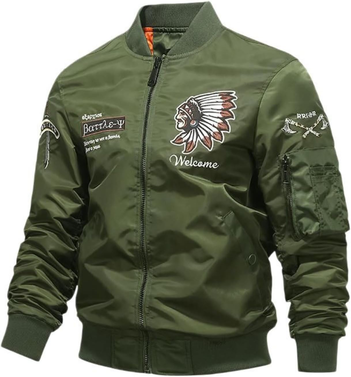 Men’s Spring Autumn Vintage Classic Trendy Embroidered Bomber Baseball Workwear Jacket Outerwear