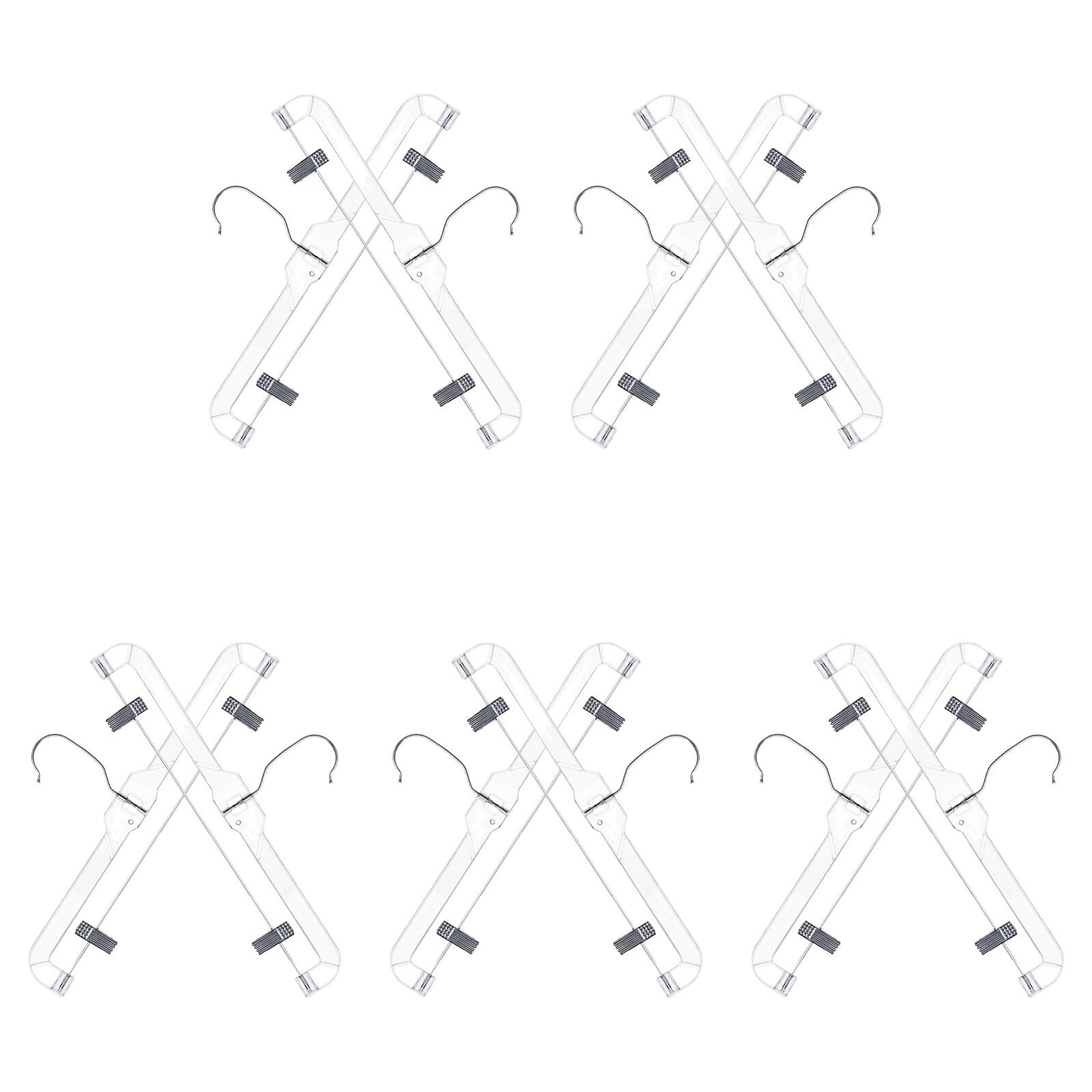 10 perchas transparentes para faldas y pantalones con clips, diseño ergonómico multifuncional y gancho giratorio para armario y exhibición minorista