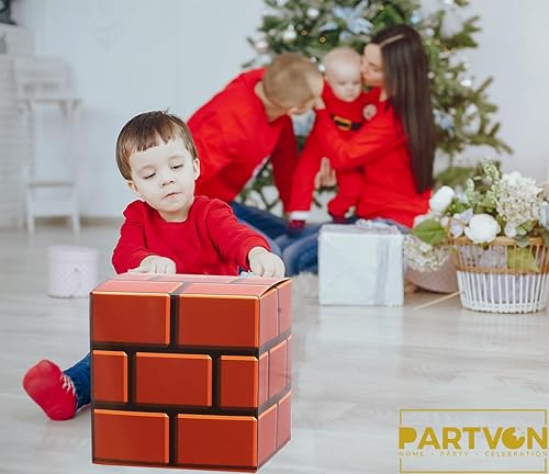 Miniatura 4 de PARTVON 6 cajas de ladrillo de videojuegos de 11.8 x 11.8 pulgadas, cajas de recuerdos de fiesta de Mario para decoración de fiesta temática de