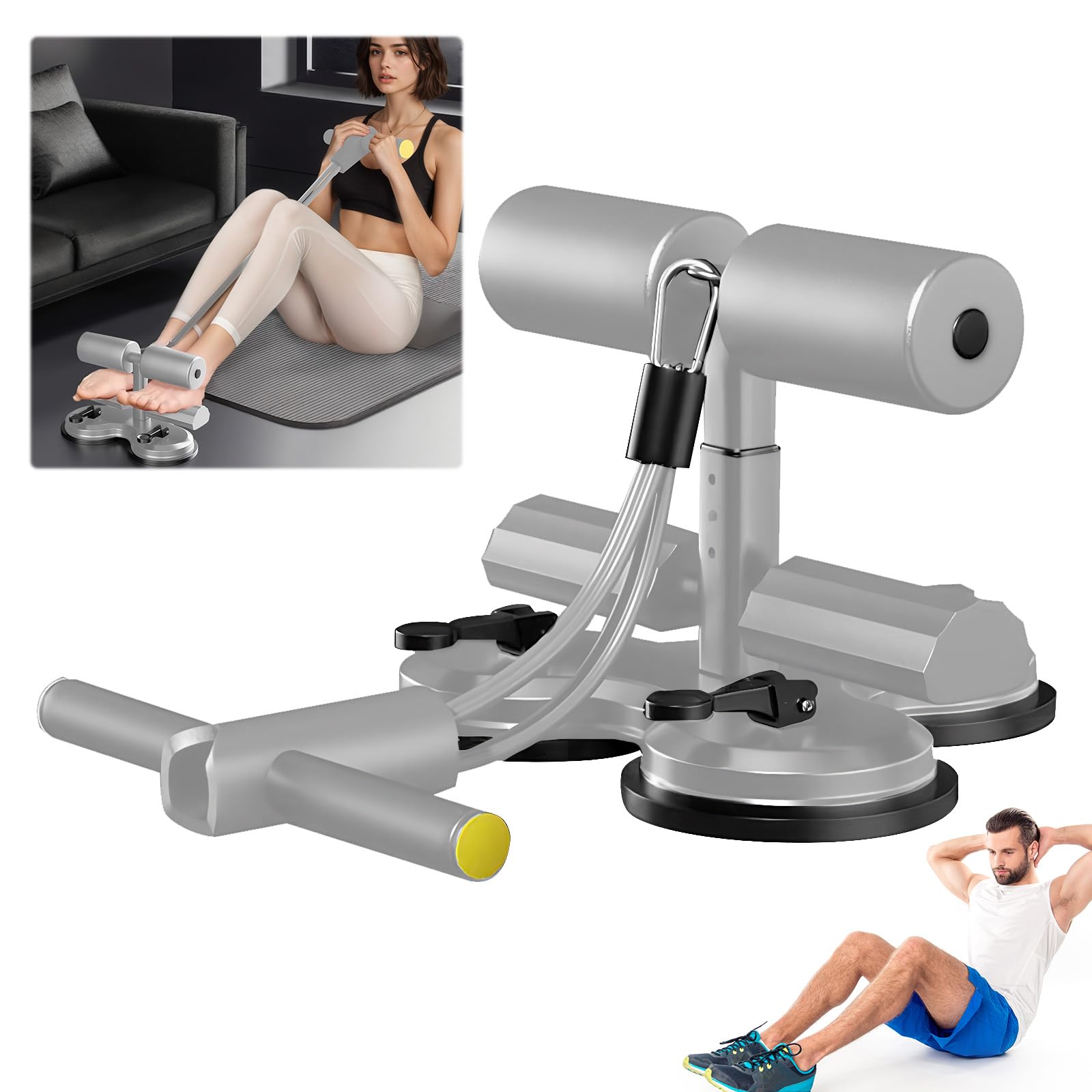 AB Cruncher | AB Crunch Machine | Sit Up Trainer Exercise Equipment | Stomach Core Tummy Trainer | Elastic Fitness Sport Abdominal Exerciser Tension Rope | Pedal Resistance Bands With Handle For Home