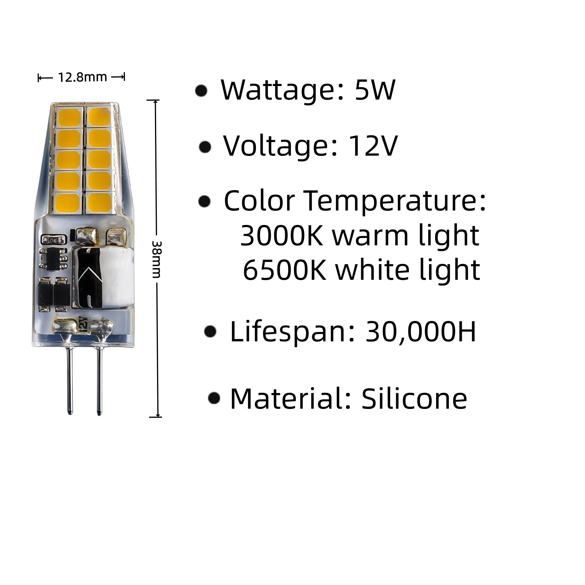 G4 LED Glühbirne 12V T3 Doppelstift 10PCS(5W/Warmes Licht)