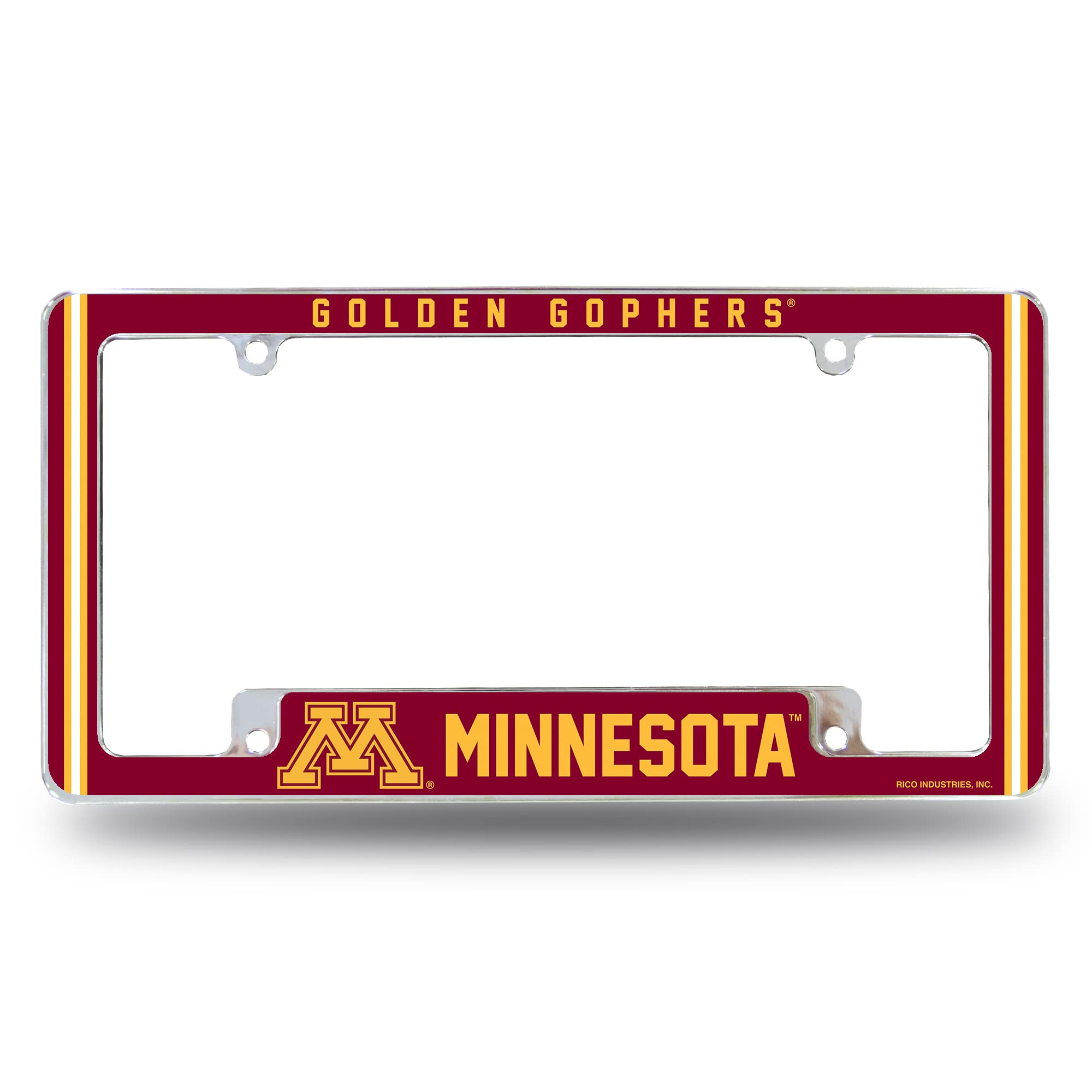 Rico Industries NCAA Minnesota Golden Gophers Alternate 12" x 6" Chrome All Over Automotive License Plate Frame for Car/Truck/SUV