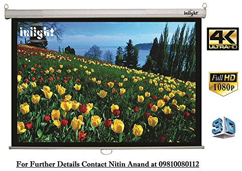 Image of Inlight Universal Manual Wall Autolock Pull Down Projector Screen, | 6 Ft. - Width x 4 Ft. - Height, 84 Inch Diagonal, 4:3 Picture Format, Supports Full HD 1080P, UHD-3D-4K Technology(White)
