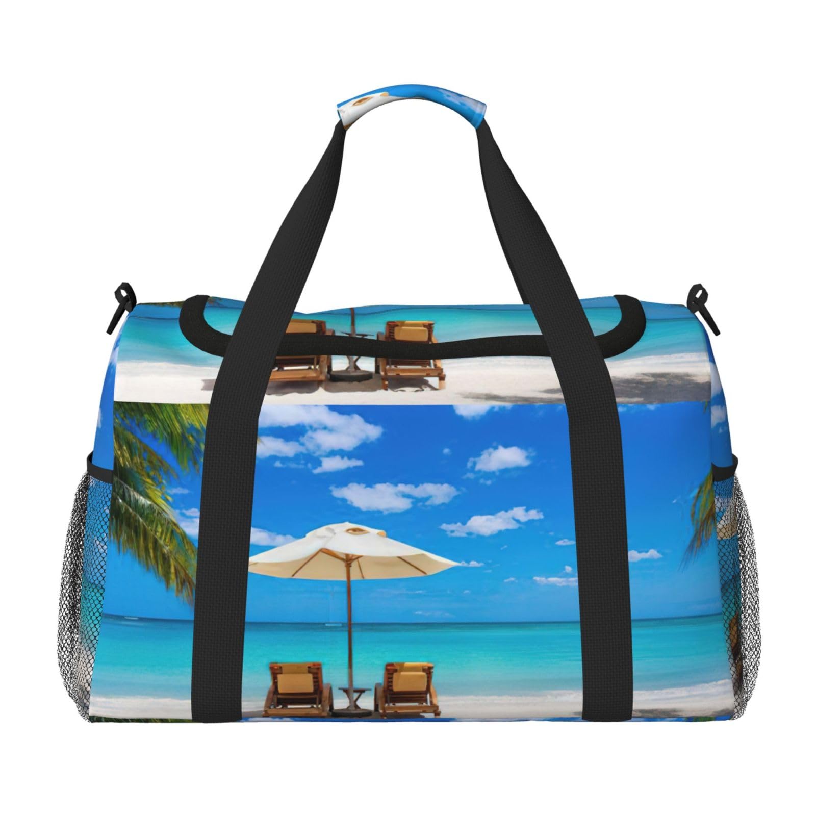 Bolsa de viaje con palmeras de playa, grande, plegable, impermeable, para la noche, playa, natación, piscina, deportes, gimnasio