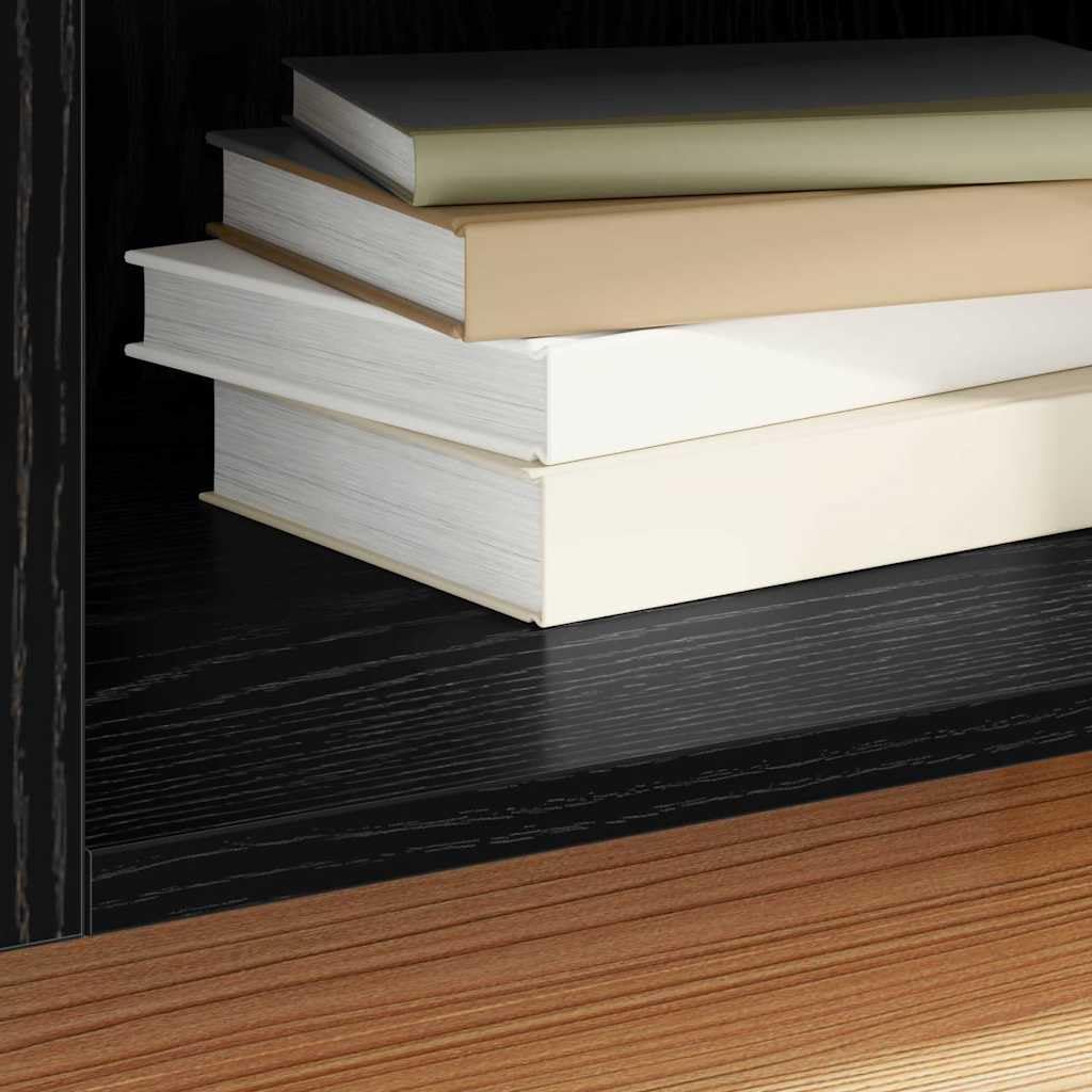 Armario para discos de vinilo negro efecto roble 121 x 38 x 48 cm con espacio de almacenamiento para sala de estar, medios, TV, alta fidelidad, CD, DVD, gestión de cables, estantería