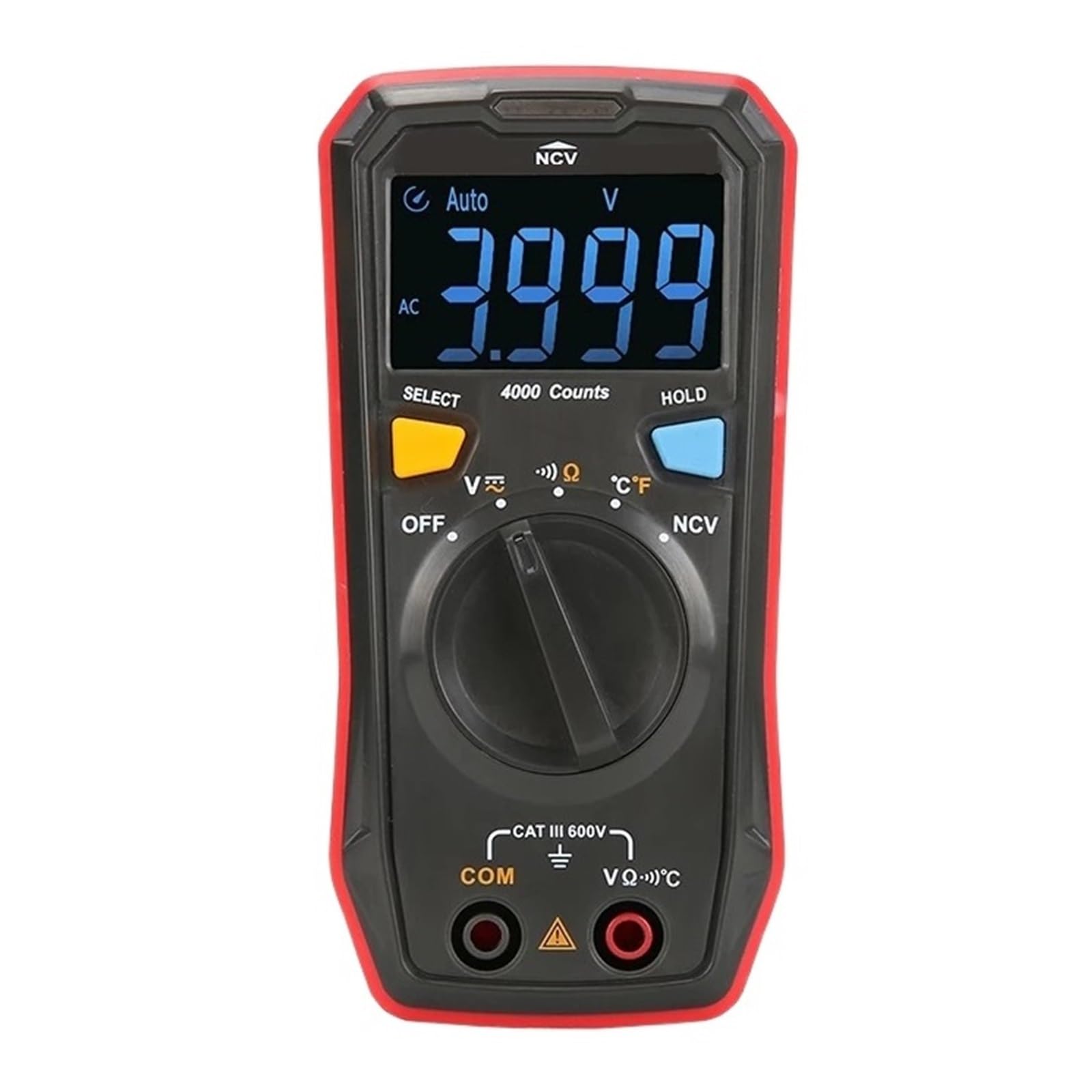 Mini Multímetro Digital AC DC Voltaje Resistencia Temperatura Probador Eléctrico NCV Pantalla EBTN Lectura Rápida Precisa Sencilla(123)