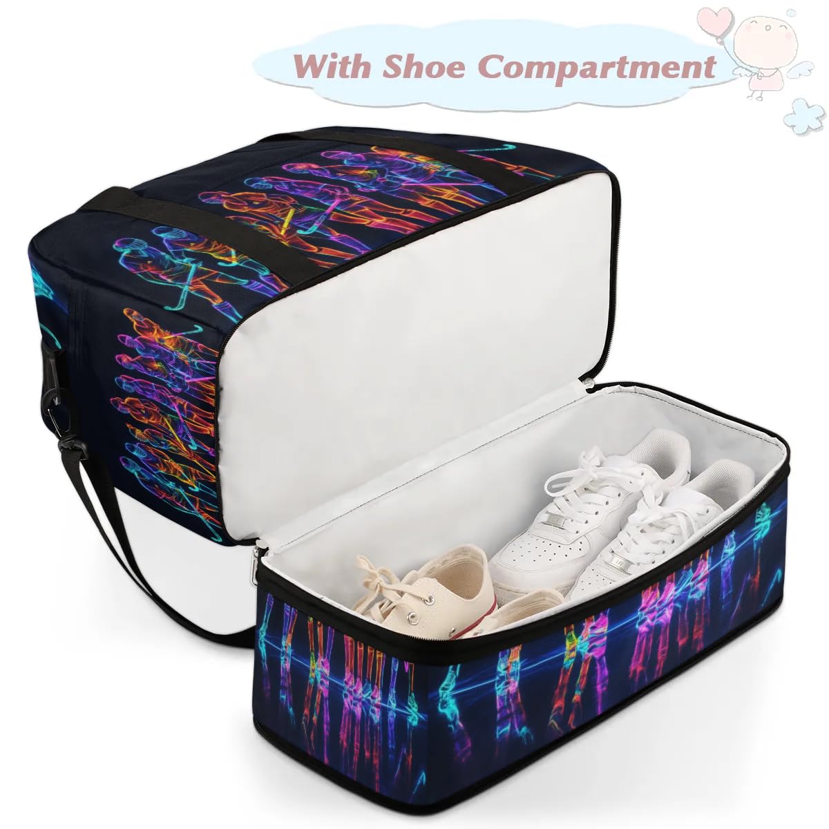 Sac de voyage pliable pour homme et femme - Motif joueur de hockey - 47 l - Pour le sport, la gym, le yoga, couleur, 47 L, Organiseur de sac