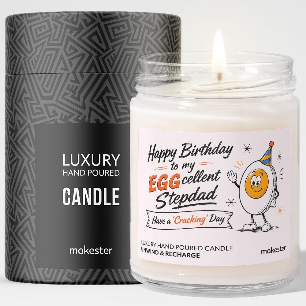 Birthday Gift for Stepdad - Luxury Soy Wax Candle - Vanilla, Jasmine, Sugared Almond - Makester โ image 1