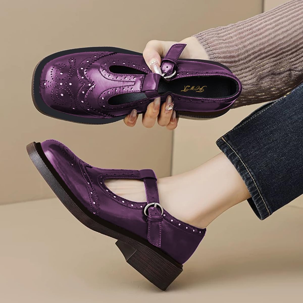 FOWT Women Round Toe Platform Mary Janes Chunky Low Heel Loafer Pumps T-Strap Oxford Fashion Shoes Size 4-16 US