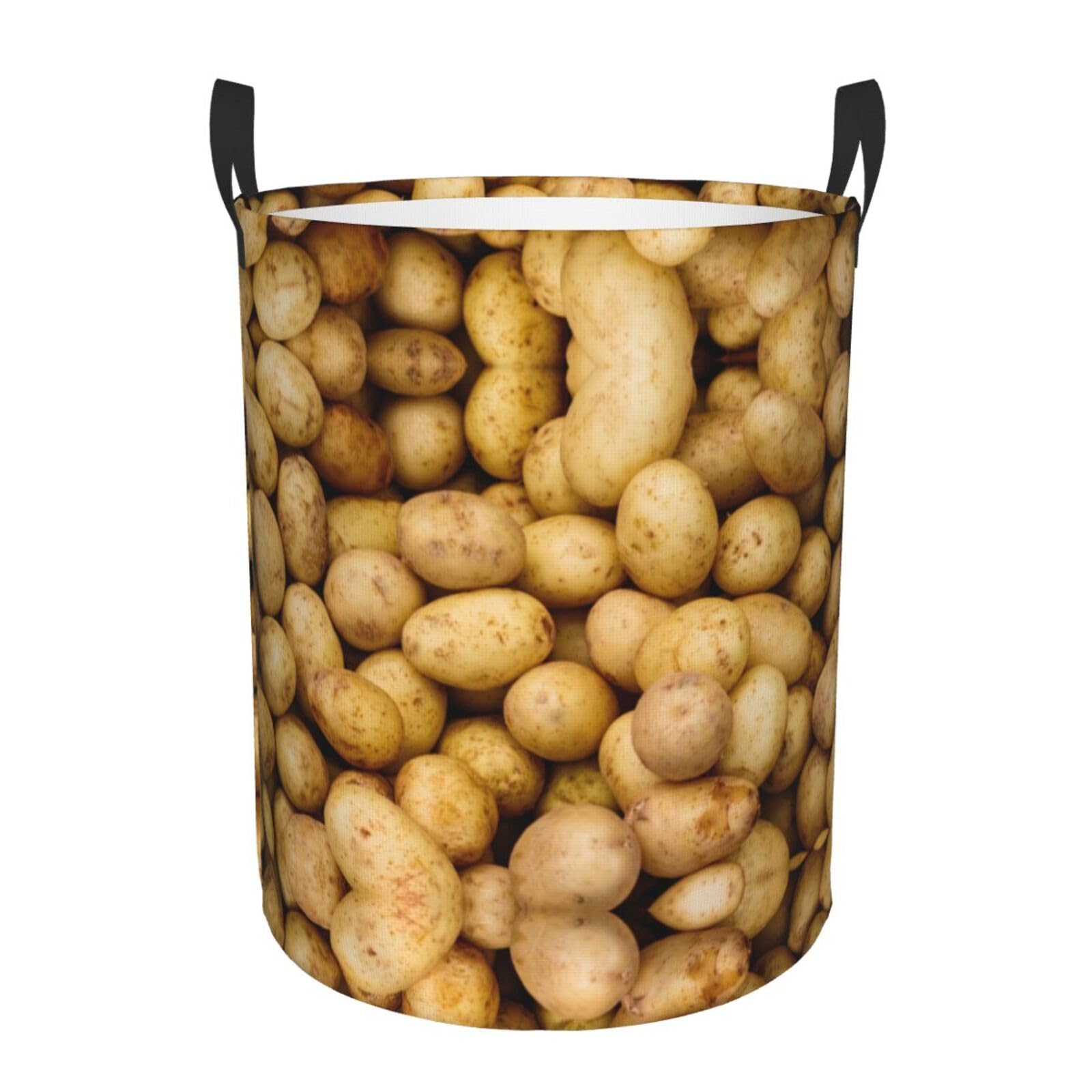 S Collapsible Round Garden Potatoes Print Laundry Hamper